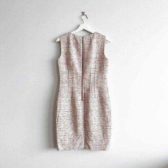 Tahari Womens Tweed Sleeveless Sheath Dress Red Cream White Size 8 - Picture 2 of 7